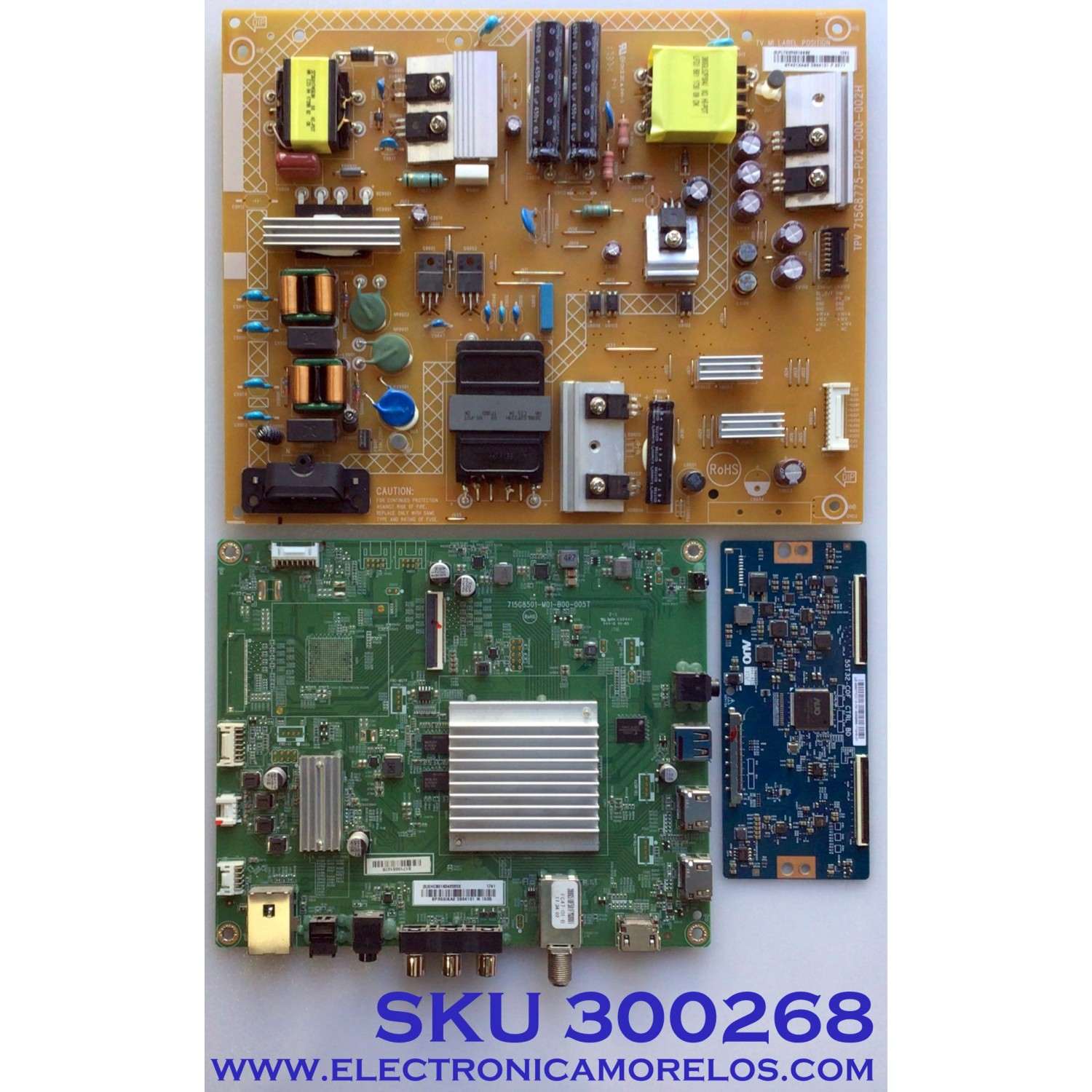 KIT DE TARJETAS PARA TV INSIGNIA / NUMERO DE PARTE MAIN XHCB01K042 / 756TXHCB01K042 / 715G8501-M01-B00-005T / T-CON 55.50T32.C13 / 5550T32C13 / FUENTE PLTVGY401XAS2 / 715G8775-P02-000-002H / PANEL TPT500U1-QVN03.U REV:S7B0B / MODELO NS-50DR620NA18 - Imagen 1